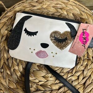 Betsy’s Johnson Crossbody Zipper Puppy Face NWT